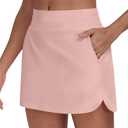 LTMNSZO Women's High Waisted Golf Tennis Skirts Lightweight Athletic Casual Skorts with 4 Pockets Inner Shorts (Light Pink, XL)