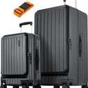 Luggage Sets 2 Pieces, 20 Inch Carry On Luggage and 29 Inch Checked Luggage with Spinner Wheels, Lightweight ABS+PC Hardshell Trunk Suitcases with Aluminum Frame, Top Opening (Black, 20/29)