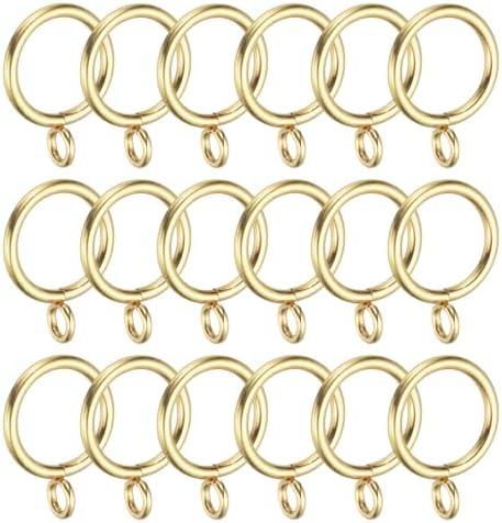 PATIKIL 1 Inch Inner Dia Curtain Rod Rings with Eyelets, 18 Pcs Metal Drapery Ring for Curtain Rods Hoop Pins, Gold Tone
