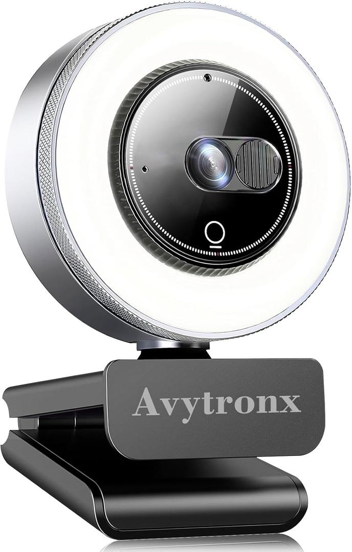 2K Webcam for PC with Microphone & Built-in Light, USB Computer Camera for PC/Laptop/Mac/Monitor, Streaming Webcam with Privacy Cover for Zoom/Skype/Teams/Video Calling/Conference/Online Classes