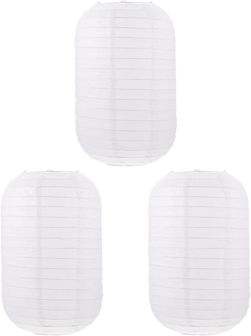 ARTIBETTER 6 Pcs Japanese Style Paper Lanterns for Home Restaurant Decor, Foldable White Lanterns for Indoor and Outdoor Use, 22.44X7.48X11.41 Inch