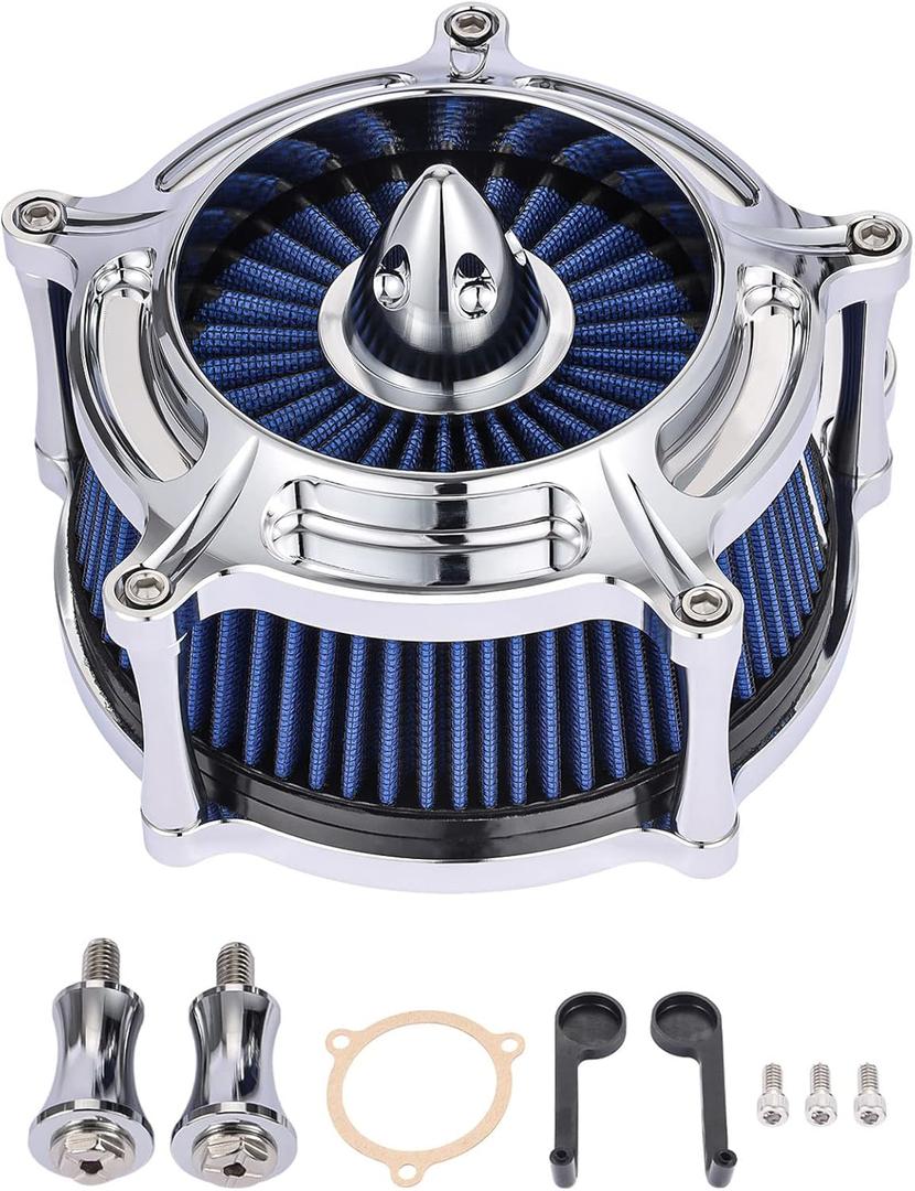 Air Cleaner Motorcycle Air Filter Intake System Kit Fit for Harley Davidson Touring Models 2008-2016 (Chromed Silver)