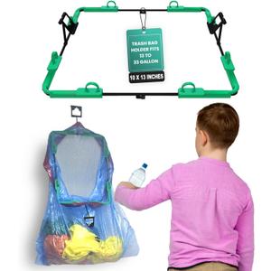 Collapsible Trash Bag Holder Stand 13-33 Gallon Garbage Bags Opener Portable Waste Bin & Storage Rack for Camping RV Outdoor Kitchen Picnic BBQ Party Can Laundry & Camper Heavy Duty Liner Hanger