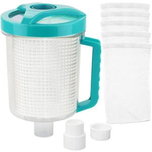 Leaf Canister Catcher In-line Leaf Canister for Pool & Spa, With Mesh Basket & 5 Skimmer Socks, For Suction Manual & Automatic Pool Cleaners (White)
