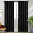 BGment Black Curtains 84 inch for Bedroom - Rod Pocket and Back Tab Blackout Curtains Thermal Insulated Room Darkening Curtains for Living Room, 2 Window Curtain Panels (38 x 84 Inch, Black)