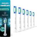 Philips Sonicare C1 SimplyClean - Genuine Replacement Electric Toothbrush Heads, White, 6 Pack Up to 18 Month Supply, HX6016/77