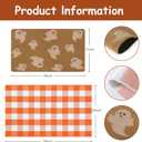 OJIA 2PCS Fall Door Mat Combo Set Halloween Doormat, 3'x5' Orange & White Buffalo Plaid Outdoor Rug and Polyester Welcome Mat Porch Decor Layered Doormat, Autumn Outdoor Door Mats Outside Entrance