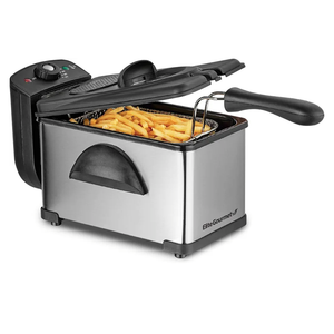 Elite Gourmet EDF2100 Electric Immersion Deep Fryer Removable Basket Adjustable Temperature, Lid with Viewing Window and Odor Free Filter, 2 Quart / 8.2