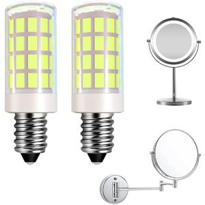 LED Makeup Mirror Bulb Replacement Mirror for Cosmetic Vanity Makeup Mirror with Single Double Sided Lighted Magnification,4W Equivalent to 40W Incandescent Bulb (2-Pack Daylight White)