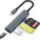USB C SD Card Reader, Memory Card Reader with 60W PD Charger Adapter SD Card Adapter with SD/TF/USB 4 Ports for iPhone 15/16 iPad Pro MacBook Pro/Air iMac Android and More USB-C Devices