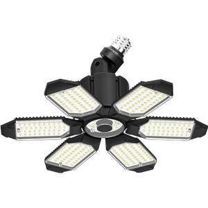 LED Garage Light Super Bright 15000LM LED Shop Lights 6500K Garage Lighting, 360 & 180Adjustable Basement Lights with 6 Deformable Panels Screw in E26/E27 Socket for Workshop Storage Barn Attic