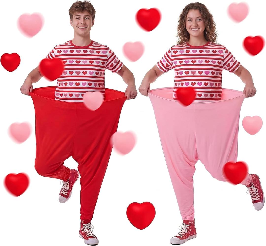 22 Pcs Granny Pants Yard Game Set Include Granny Pants and Balls Giant Pant Outdoor Party Activities for Families Outdoor and Indoor Games (Valentine's Day, Pink , Red)