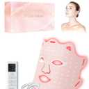 LED Light Therapy Mask, Red Light Therapy for Face - Red Light for Anti-Aging & Wrinkles, Blue for Acne, IR for Deep Repair, At-Home Device, FDA Cleared, Portable & Rechargeable, Pink