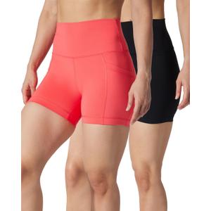 90 Degree By Reflex Womens High Waisted Biker Shorts Ribbed Workout Yoga Running Tummy Control Spandex Short (M)