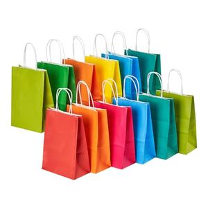 RACETOP 32 Pack Small Paper Gift Bags with Handles, 5.8"×3.2"×8.25" Kraft Paper Party Favor Bags Bulk for Kids Birthday, Baby Shower, Crafts, Wedding, Party Supplies (8 Colors)
