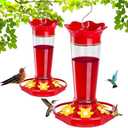 Gbekery Glass Hummingbird Feeders for Outdoors Hanging Ant and Bee Proof Clear 10 OZ 2 Pack Bird Feeders for Outside Hanging 6 Feeding Stations Bird Nectar Feeder for Garden Yard Décor Gifts for Mom