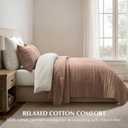 EVERGRACEHOME 100% Cotton Modern Lines Quilt Set Queen Size, Pre-Washed Soft Striped Coverlet Bedspread, 3 Piece Lightweight Bedding Set for All Season, with 2 Pillow Shams, Rose Dust