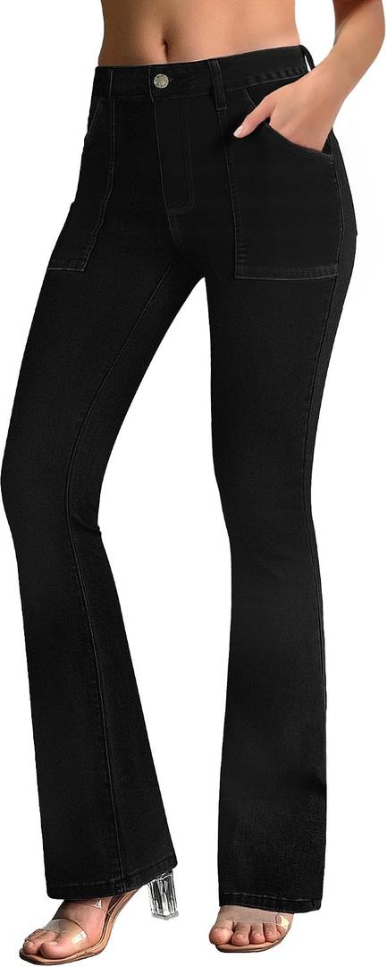 roswear Flare Jeans for Women Stretch Bootcut Jeans 90s Denim Pants with Large Pockets, XL