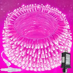 Upgraded Connectable 200 LED String Lights Indoor Outdoor, 66FT Pink Christmas Lights Waterproof, 13 Modes Twinkle Fairy Lights Plug in Clear Wire for Valentine's Day, Bedroom, Classroom Decor