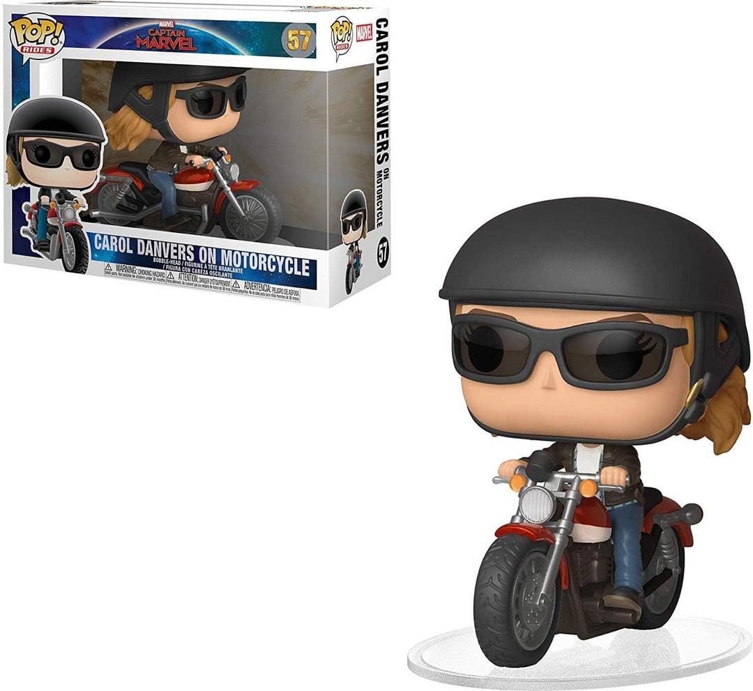 Funko POP! Ride Marvel: Captain Marvel - Carol Danvers on Motorcycle Toy, Standard, Multicolor