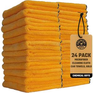 Chemical Guys Professional Grade Premium Microfiber Towels for Cars, Gold, 16" x 16", Ultra-Soft and Scratch-Free Car Detailing Cloths for Trucks, Motorcycles, and More - 24 Pack (Yellow)
