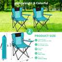 Shellwei 2 PCS Folding Camping Chair with Cupholder and Carry Bag Regular Size Colorful Breathable Portable Lightweight Lawn Chair with Side Pocket for Fishing Hiking Beach Outdoor Activity, 20" L X 20" W X 31.5" H