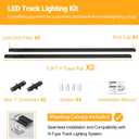 VANoopee 6.6FT H Track Lighting Rails Black, H Type Track Lighting Kit with Floating Canopy Connector, End Caps, Live End Feeds, I Connectors, Compatible with Single Circuit H Style Track System