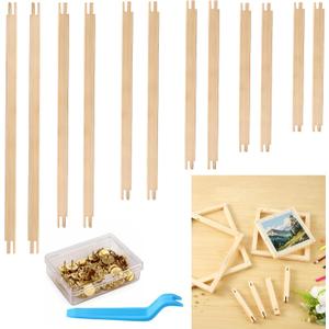 12 Pcs Needlepoint Stretcher Bars for Needlework with 40 Tacks, Tacks Remover, Storage Box - 6 Sizes Wood Mortise & Tenon Frame for DIY Oil Painting, Embroidery & Needlework