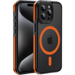 Magnetic 3 in 1 for iPhone 16 Pro Max Case, [OmniDirectional Protection] with 1x Screen Protector + 1x Camera Cover, [Seamless Work with Magsafe] Protective Silm Case for iPhone 16 Pro Max, Orange
