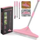 Artificial Turf Rake with Steel Telescopic Handle, 32 to 55 Inch 3 Piece-Pole Easy Storage Design, Garden Hand Boom Rake for Artificial Grass, Carpet Pet Hair, Lawn Leaves and Debris Remove, Pink