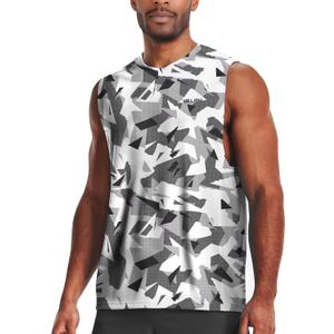 Men's Sleeveless Swim Shirts Quick Dry Moisture Wicking Gym Shirts Breathable Workout & Beach (White, L)