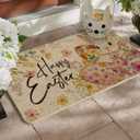 Artoid Mode Flowers Rabbit Bunny Eggs Happy Easter Doormat, Home Decor Low-Profile Switch Rug Door Mat Floor Mat for Indoor Outdoor 17x29 Inch