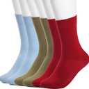 Women's Cotton Crew Socks (6 Pairs) - Soft Breathable Mid-Calf Socks, All-Season Comfort for Casual & Dress Sock (Sky Blue2/Watermelon Red2/Matcha Green2)