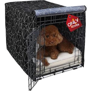 Explore Land Pattern Dog Crate Cover for 24 Inches Wire Cage, Heavy-Duty Polyester 1 2 3 Doors Standard Metal Pet Kennel Enclosure (Brief Polygonal)