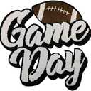 Rugby Game Day Chenille Towel Embroidery Patches Iron on Embroidered Applique DIY Clothing Backpacks Jacket Bag Sport Fans Decoration (White)