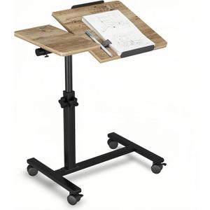 Overbed Table with Wheels Adjustable Height Beside Desk Rolling Hospital Over Bed Table Laptop Stand for Couch Tray Table Bed Sofa Side Table Computer Workstations-Coffee