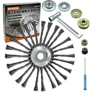 10 Inch Steel Wire Weed Wheel Brush Cutter Trimmer Head, Weed Trimmer Blade Head for Weed Eater, Brush Cutter, Weed Wrackers, Compatible with Husqvarna, Sthil, Moss Grass Rust Removal