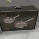 Titanium Frying Pan Set with Lids - 8" & 10.25" No Coating PFAS-Free Skillet, Tri-Ply Titanium & Stainless Steel, Induction & Dishwasher Safe