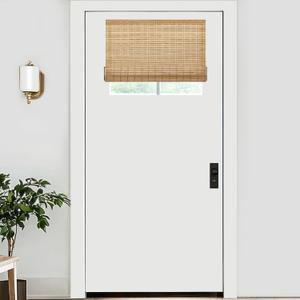 LazBlinds No Tools No Drill Bamboo Roller Shades, Cordless Bamboo Blinds, Light Filtering Roll Up Blinds for Windows, French Door, Porch or Patio Privacy Screen, 26'' W x 20'' H, Brown206