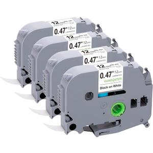 Label Maker Refill 1/2" Black on White Compatible for Brother P-Touch Label Tape TZe TZ Tape 12mm 0.47 Laminated White, for PT PTD410 PTD210 D210 D220 H110 D410 P710BT Printer, 3 Pack