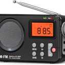 Goodes Portable AM FM Radio, Transistor Radio with Large Display, Alarm Clock, Sleep Timer and Headphone Jack, 4AA Battery Operated or Plug in Wall, for Home, Outdoor, Emergency