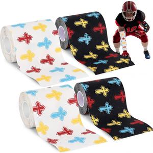 Geiserailie 4 Rolls 40ft Christian Cross Athletic Sports Wrap Sweatproof Wrist Tape Baseball 2" X 10ft Religion Jesus Faith Cross Football Turf Tape Soccer for Christian Athletes Easter Gifts