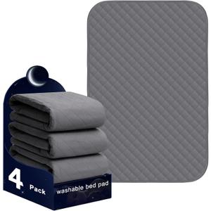 Waterproof Pads for Bed 24x36 Inch( 4pack),Incontinence Pads for Bed,Washable Bed Pads,Washable Incontinence Pads for Kids,Adults,Elderly,Pets,Bed Wetting Pads,Washable Bed Pads for Adults (Gray)