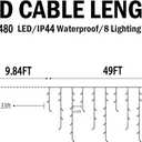 Christmas Lights Outdoor, 49FT 480 LED Ice Lights for Outside, 90 Drops Ice String Lights with 8 Modes, Waterproof Timer & Memory for Outside Decor, Yard, Garden, Eaves, Patio, Party (Multicolor)