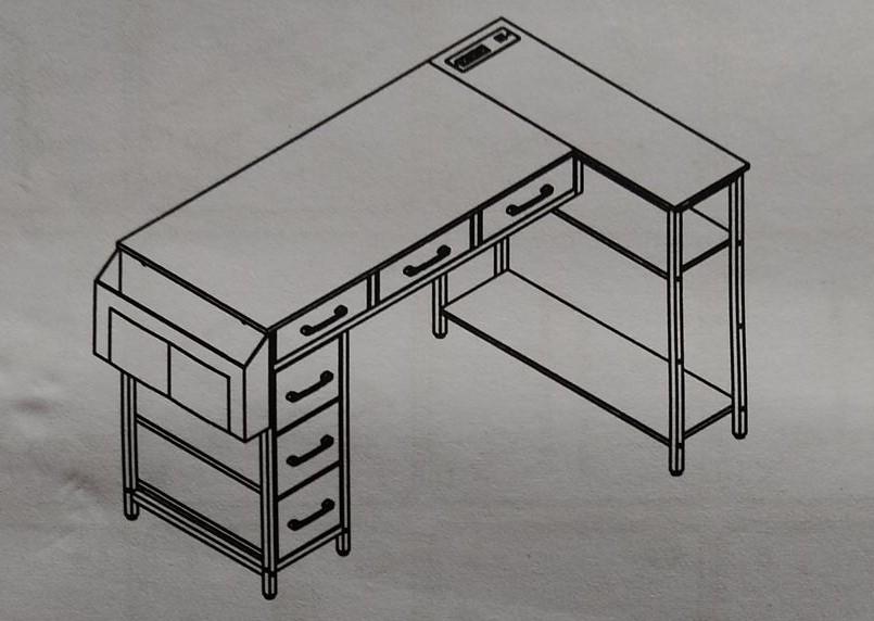 Casaottima L Shaped Computer Desk, 48 Inch Small Corner Desk with Storage Shelves & PC Stand, Reversible Gaming Desk for Bedroom, Modern Writing Study Table for Home Office, Vintage