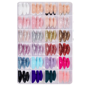 Beetles Press on Nails Kit- 720 Pcs Short Almond 24 Colors | 15 Sizes Glossy Matte Glitter with Nail Glue & Nail Tabs Stickers, Natural Fit Lightweight Fake Nails Kit Art for Women