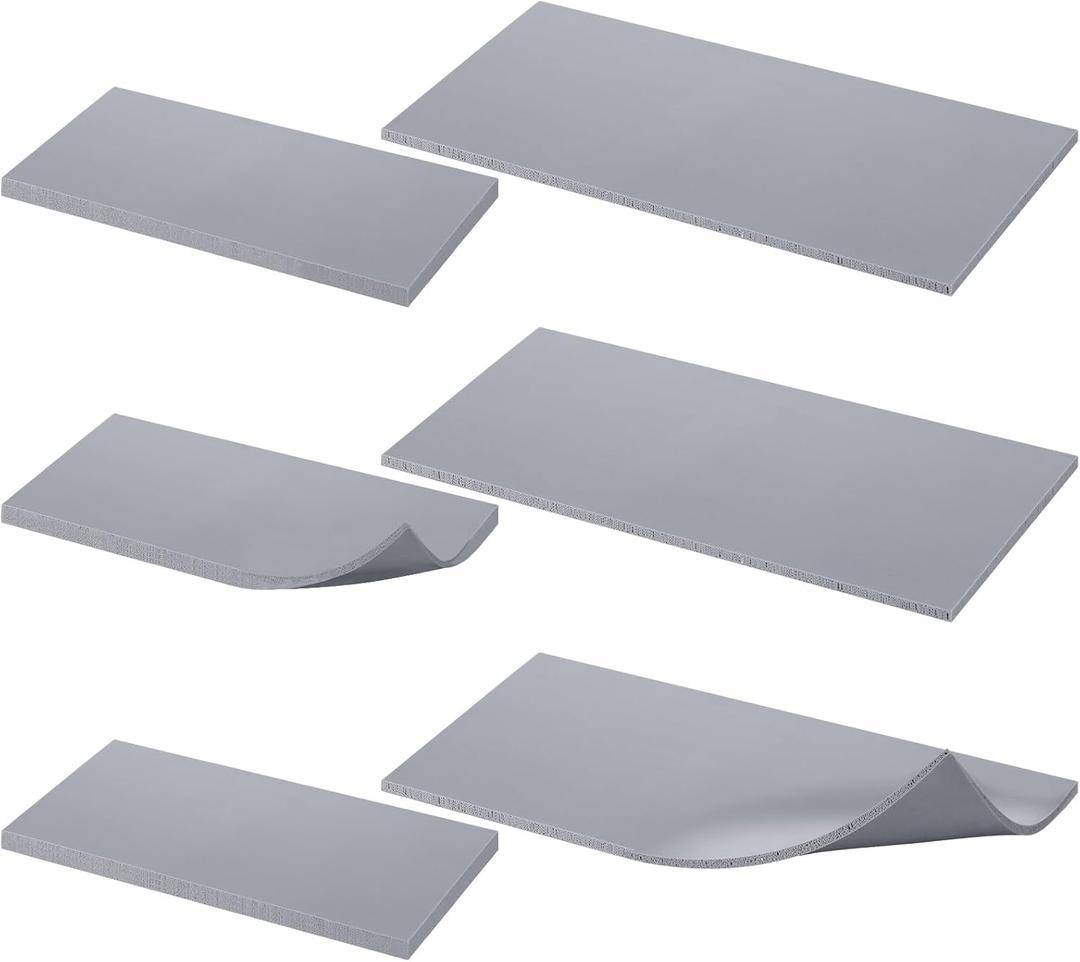 Joyfolk 6 Pcs Silicone Heat Press Mat 1/5" x 4" x 8" 1/8" x 2.6" x 6.5" Small Gray Heat Press Pad Accessories Double Sided Cover Mat for DIY Hat Vinyl Ironing Insulation Transfer Crafting Projects