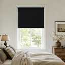 100% Blackout Roller Shades Cordless Blinds for Windows Free-Stop Spring System Thermal Insulated Black Out Linen Roller Shades Blinds for Bedroom Living Dining Room Home Office Black 30" W x 72" H