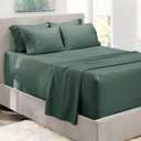 Hearth & Harbor Extra Deep Pocket King Size Sheets Sets - Fits Mattress 18-24 Inches Deep - Extra Deep Pocket Sheets - 6 Piece King Size - Forest Green