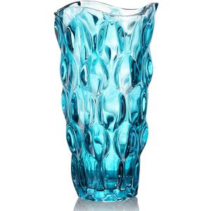 CEMABT Glass Vases for FlowersThickened 3.4 lb Morden vases for Tables Centerpieces, vase for Home Decor, Crystal,Colorful,Vintage and Clear Rose Large Vases Christmas Day GiftsBlue